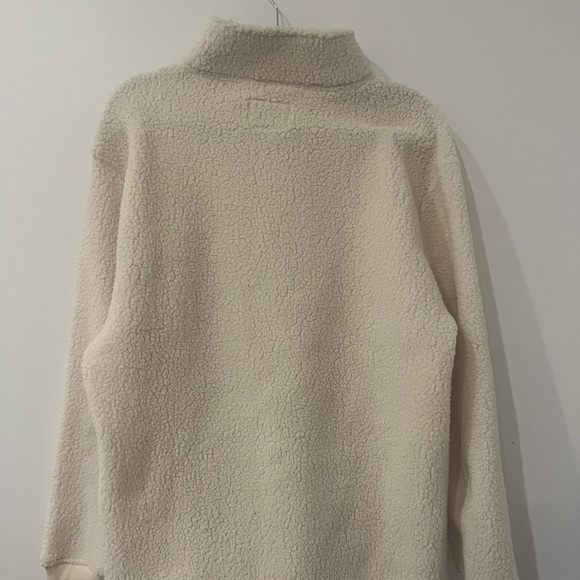 Old Navy Quarter Zip Sherpa Jacket - Cream white - Sz Large - Picture 2 of 2
